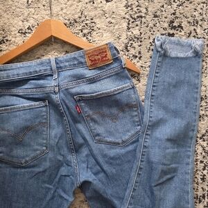 Levi's Highrise Skinny Jeans Distressed Hem 721 Womens 29 Boho Festival Western